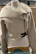 Nwt Juniors Women's Size Medium Faux Suede Fur Lined Short Jacket/ Coat Buff Col