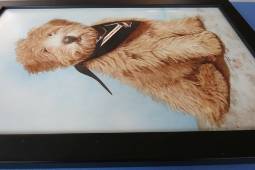 Dog Harley Davidson Bandana Eileen Woytowich Painting on Porcelain Signed Puppy - Bild 10 von 12