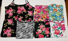 Romantic Chic Roses Zebra Floral Print Cotton Stretch Cami Tank Top Plus