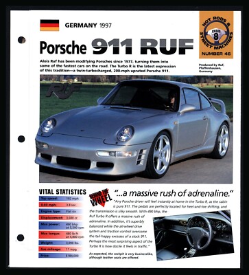 Porsche 911 RUF (Germany 1997) Spec Sheet 1998 HOT CARS Hot Rods #8.46