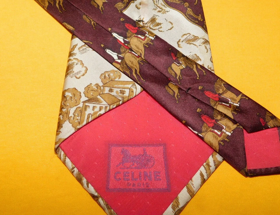 DE COLECCIÓN CELINE PARIS MULTICOLOR MOTIVO ECUESTRE CORBATA ANCHA - CORBATAS - CORBATAS DE DISEÑADOR Foto 3 de 3