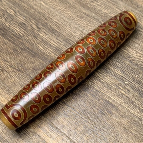 100×20MM Collect Tibetan Style Old Agate One Hundred Eight Eyes Dzi Bead Pendant - Picture 4 of 6