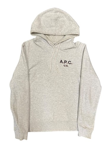 A.P.C., A.P.C. US Logo Light Gray Pullover Hoodie Men’s Size Small