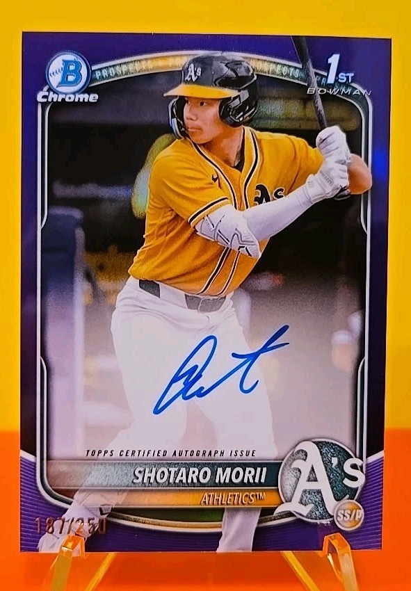 2025 Bowman Chrome Shotaro Morii #CPA-SM "Purple 1st Auto" /250 Athletics 