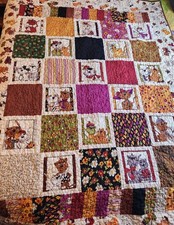 Handmade Quilt Fun Colorful Alley Cat Theme Throw Sz. 44 X 61 Inches Multi-Color