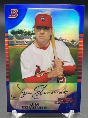 2005 Bowman Chrome #14 Jim Edmonds Blue Refractors
