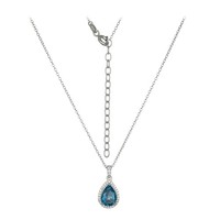 Cavill Halskette Londonblauer Topas 1,72Ct Tropfen Silber Rhodiniert
