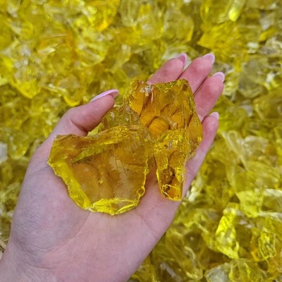 Dekorativer Garten-Glaskies, gelb, 3-5cm für Gabionen 5kg