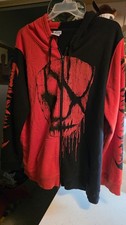 ICE NINE KILLS SILENCE MASK SPLIT RED BLACK HOODIE ZIPPER HOT TOPIC 2XL XXL