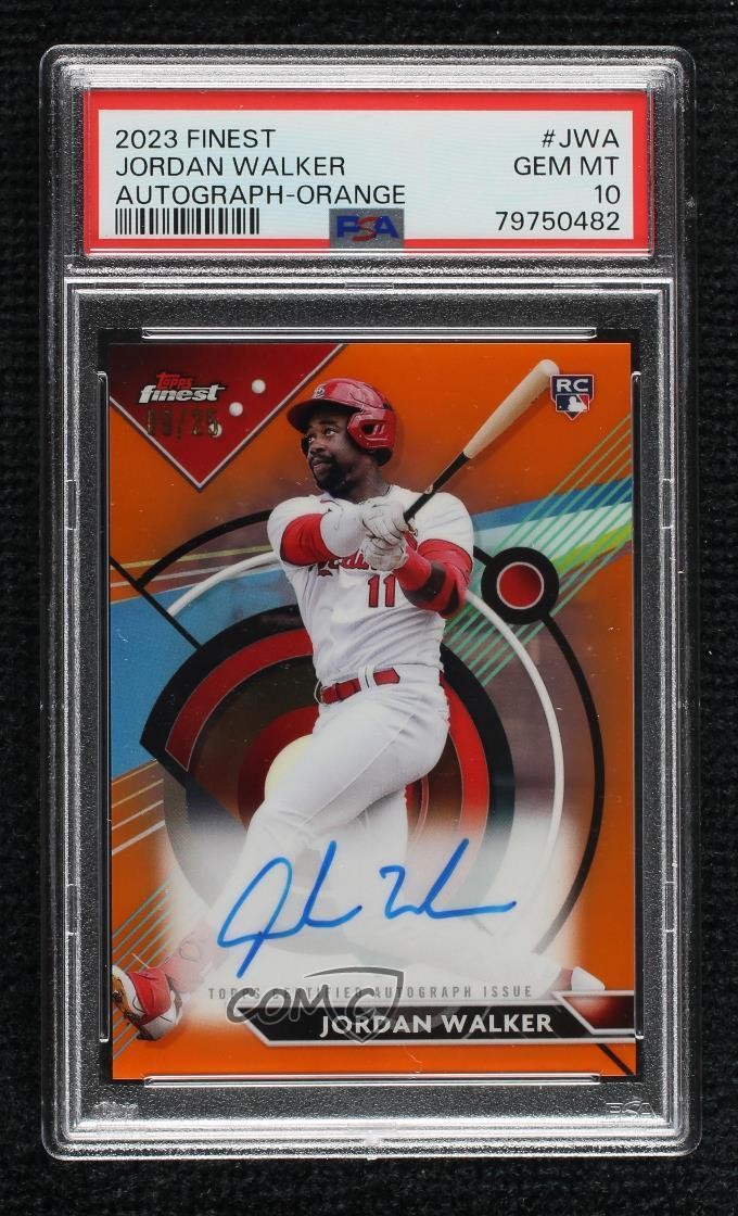 2023 Finest Orange Refractor 9/25 Jordan Walker PSA 10 GEM MT Rookie Auto RC view 1