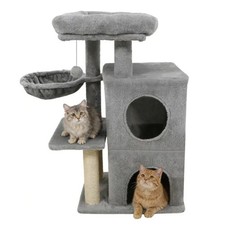 Light Gray 33.5" Multi-Level Cat Tree With 2-Tier Condo Sisal Scratching Posts