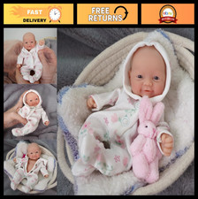 7" Mini Silicone Reborn Baby Doll Full Body Girl, Realistic Newborn with Accesso