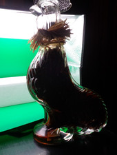 Vintage Clear Glass Rooster Vinegar Bottle Infused Red Peppers Sealed 13 