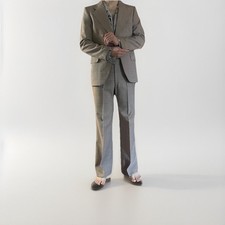 Vintage Jackson The Tailor Men  s Windowpane Brown Suit 1970  s 34 R