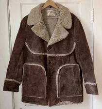 RANCHER BY SCHOTT BROS Vintage Western Suede Sherpa Lined Jacket Size 46