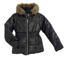 R 1881 S.Rothschild Giacca nera con zip per bambini e ragazze Puffer M, 10-12 con cappuccio in pelliccia sintetica