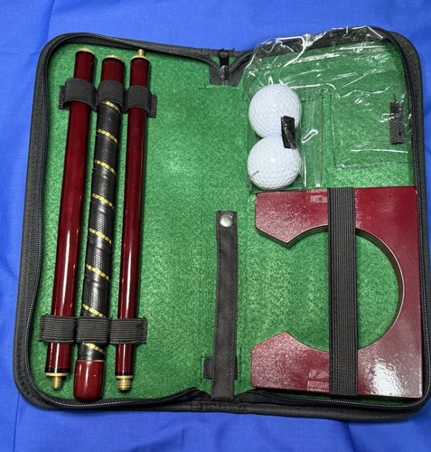 Portable Wood Putter Practice Set Mini Golf For Office Home Collapsible Practice - Picture 1 of 11