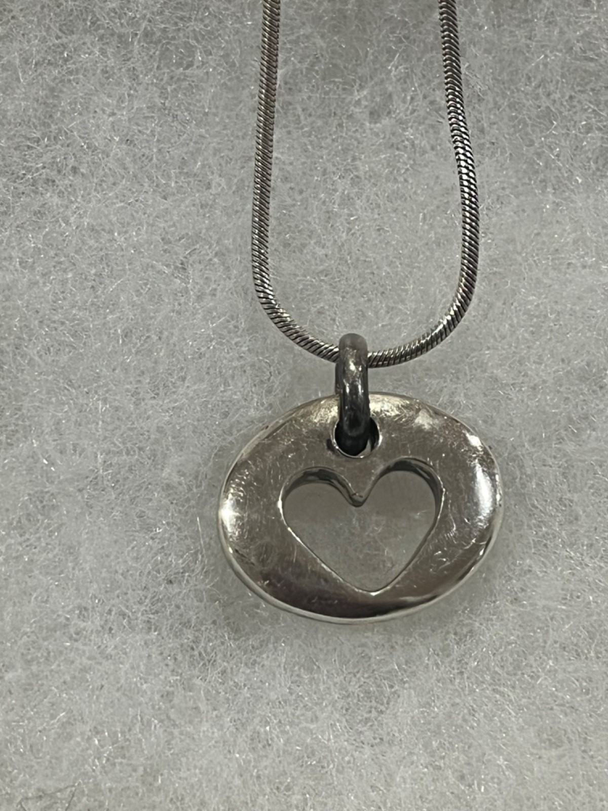 Sterling Silver Solid Cutout Heart Pendant Snake … - image 3