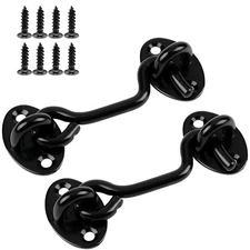 2 Pack 6'' Door Latch Door Lock Hardware, 6'' Hook and Eye Gate Latch Easy Lo...