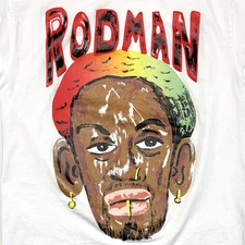Dennis Rodman Market 2-Sided T-Shirt Sz L Graphic Smiley Heavyweight Streetwear