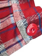 Girl's Suspender Skirt 6/7 22" Waist Vintage Red Wool Plaid Pleated 1950's MCM
