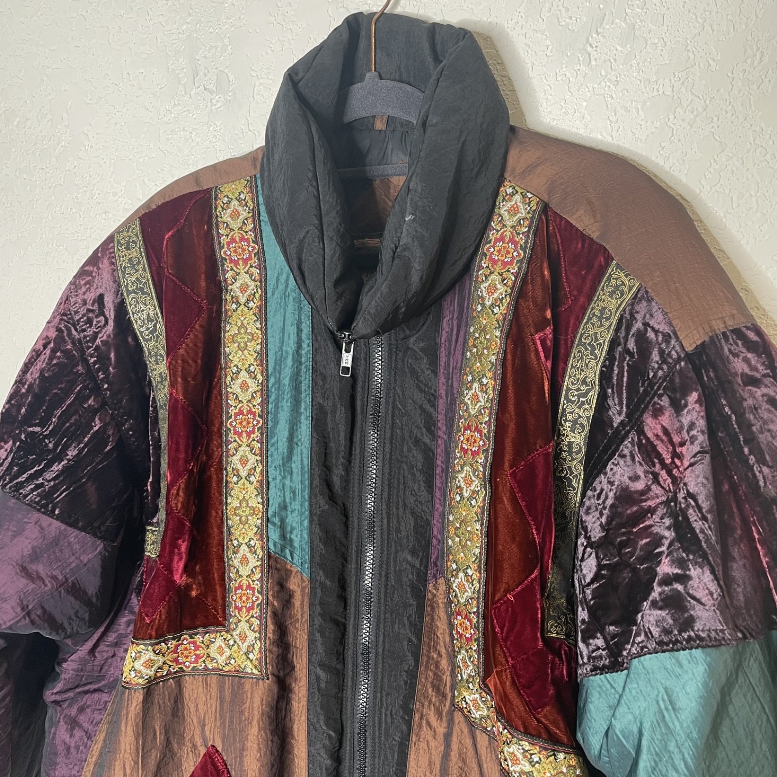 Vtg Izzi Patchwork Puffer Jacket Size M Multicolo… - image 6