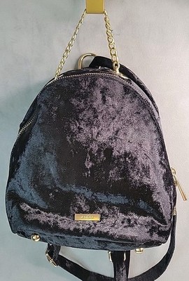 Aldo Y2K Crushed Black Velvet Mini Backpack Gold Chain Purse Bag  Convertible EUC | eBay