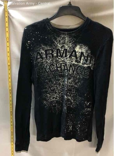 Armani Exchange Mens Black Long Sleeve Knitted Pullover Sweatshirt Size Medium