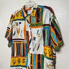 Jams World Shirt Mens XL White Camp Rayon Hawaiian M630RE Sahara