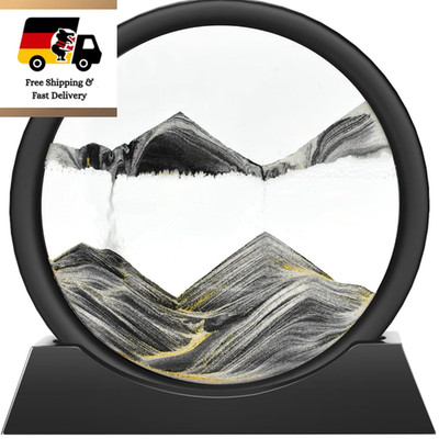 3D Sandkunst Drehrahmen 7 Zoll Schwarz Holzbase Anti-Rutsch