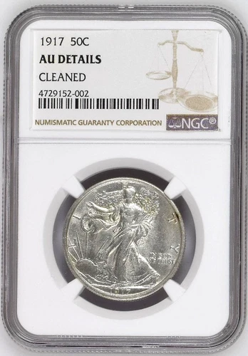 1917 Walking Liberty NGC AU Details Cleaned