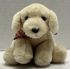 Russ Plush Yellow Lab Dog Tucker 5  Stuffed Animal Toy With Red Plaid Bandana
