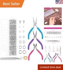 Professional Jewelry Repair Kit with 1520 Silver Jump Rings  3 Essential Pliers