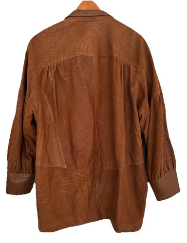 Vintage Wallace Sacks Women’s Brown Leather Blazer Jacket 14 *Read Description* - Picture 3 of 17
