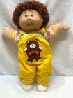 1986 Vintage Cabbage Patch Kids Boy in HTF Gold Teddy Bear Overalls