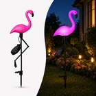 Solar Powered Pink Flamingo Garden Light Waterproof Outdoor Yard Lamp
