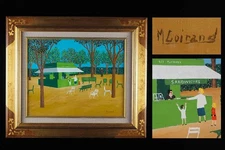 Maurice Loirand "Sandwich Shop" Oil Painting F6 w/ Frame French Naive Art