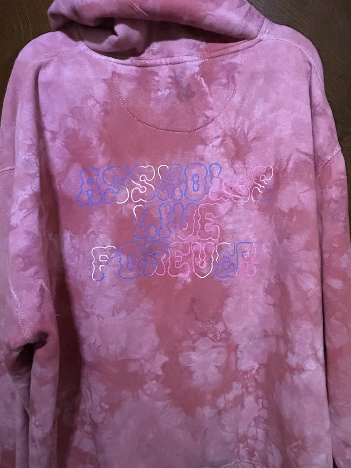 A-holes Live Forever Pink Tie Die Hoodie With Colorful Logo Size XXL - Image 4 of 4