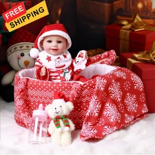 BABESIDE 9 Pcs Christmas Baby Doll Clothes with Bassinet for 10-11-12 Inch... 
