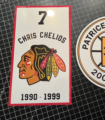 3 SIZES- Chicago Blackhawks Stanley Cup & Retired #DECAL banners MANCAVE CHELIOS - Picture 2 of 7