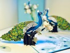 Origami Pop Cards Asian Blue Peacock 3D Happy Birthday Spring Handmade Pop Up