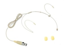 Beige Double Earhook Headset Mic w/ 4 pin XLR Connector for SHURE Transmitters