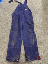 Vintage CARHARTT Men  s Overalls Blue Denim Coveralls READ