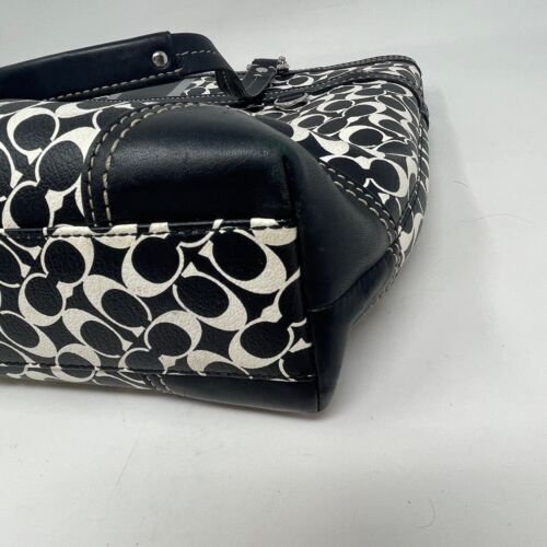 Vintage Coach Tote Shoulder Bag Black White Chelsea Heritage Signature Logo C - Picture 18 of 24