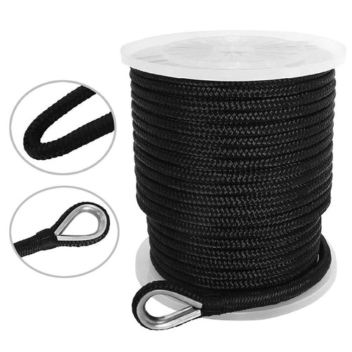 Novelbee Double Braided Nylon Rope 3/8Inch x 300Ft Boat Dock Lines Mooring Rope.
