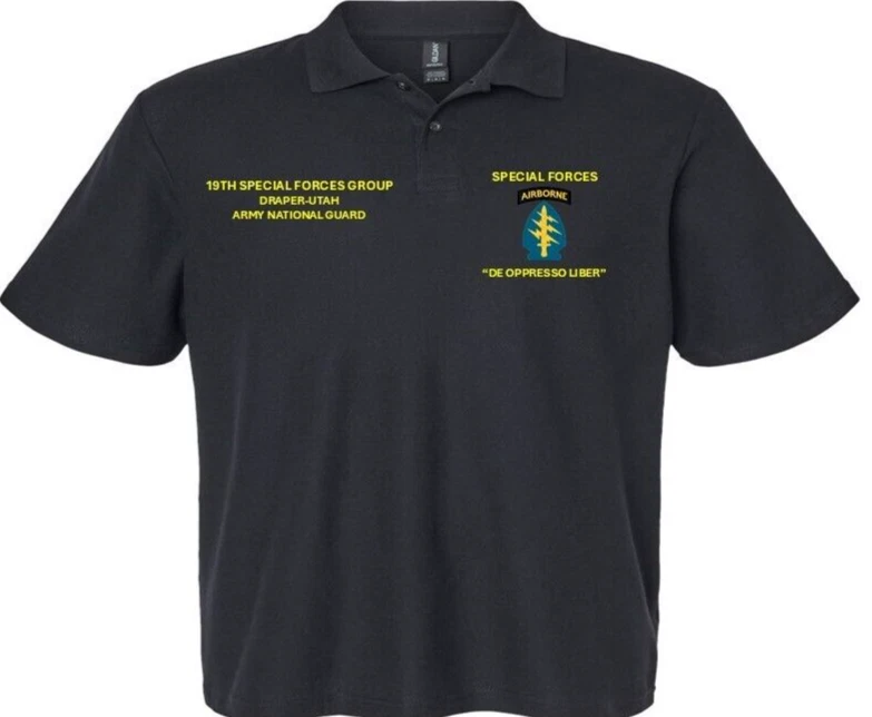 SPECIAL FORCES AIRBORNE*19TH SPECIAL FORCES*DRAPER-UTAH*EMBROIDERED POLO SHIRT. - Picture 1 of 7