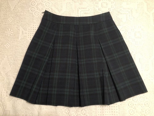 Parker Green Blue Black Plaid Pleated Uniform Skirt Size 9