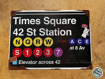 Times Square U-Bahn Station Werkstatt Schild rostig verwittert getragen New York NYC