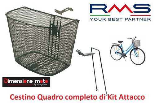 Cestino Universale RMS in Metallo Nero + Attacchi per Bici 20-24-26  Graziella | eBay