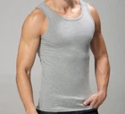 MENS VEST 100% COTTON  STRETCH FITTED GYM TANK TOP SUMMER WEAR S M L XL GREY